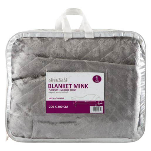 Essentials Grey Embossed Mink Blanket 200 x 200cm