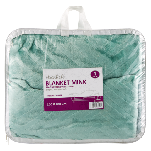 Essentials Green Embossed Mink Blanket 200 x 200cm