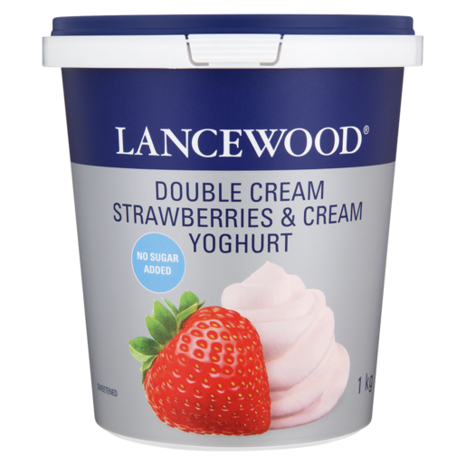 LANCEWOOD Strawberries & Cream Flavoured Double Cream Yoghurt No Sugar Added 1kg