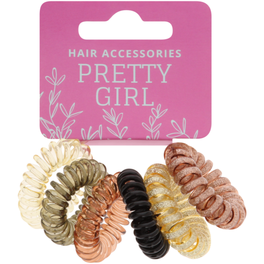 Pretty Girl Nature Coloured Spiral Hair Tie 6 Pack