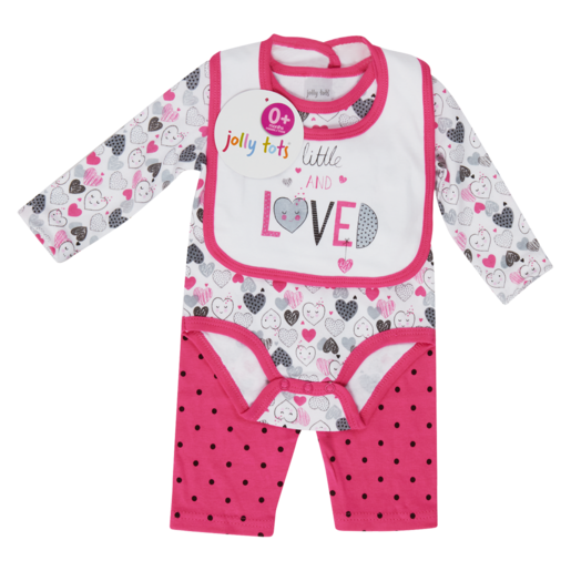 Jolly Tots Baby Hearts Baby Set 0-12 Months 3 Piece