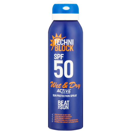 Techni Block SPF50 Wet & Dry Sun Protection Spray 150ml