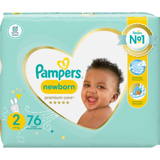 Pampers Premium Care New Baby-Dry Size 2 3-8kg Diapers 76 Pack