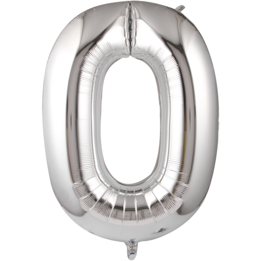 Oaktree UK Silver Number 0 Foil Balloon 86cm
