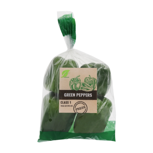 Fresh Green Peppers in Bag
