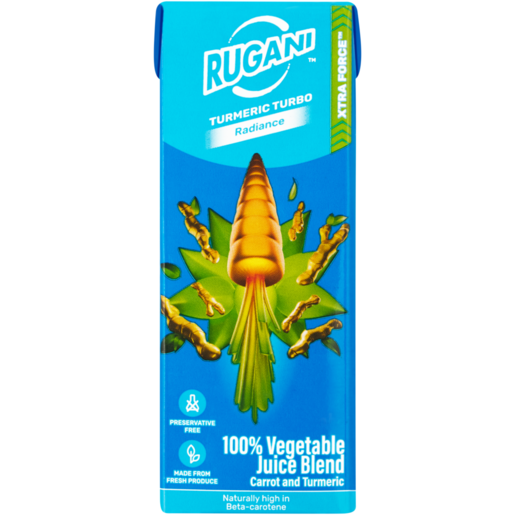 Rugani Xtra Force Carrot & Tumeric Turbo 100% Vegetable Juice Blend 330ml 