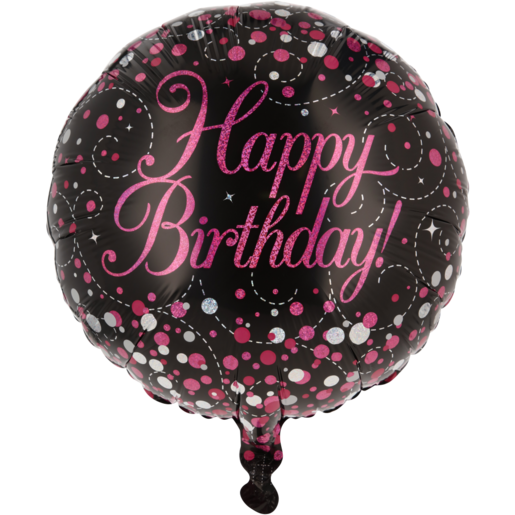 Oaktree Pink Sparkling Fizz Happy Birthday Foil Balloon 45.7cm