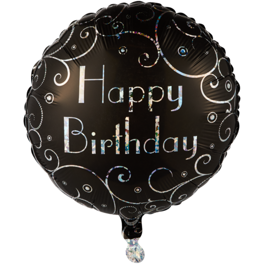 Oaktree Silver Swirls Happy Birthday Foil Balloon 45.7cm