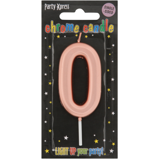 Party Xpress Metallic Rose Gold Number 0 Birthday Candle