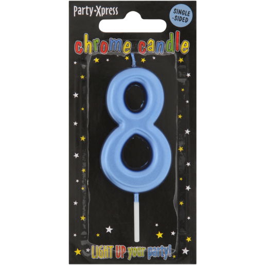 Party Xpress Metallic Blue Number 8 Birthday Candle
