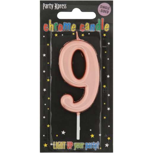 Party Xpress Metallic Rose Gold Number 9 Birthday Candle