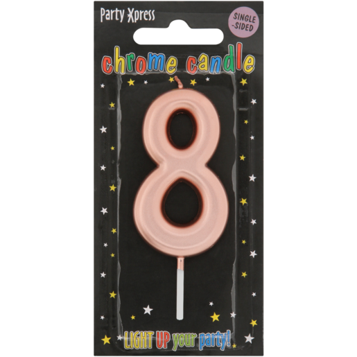 Party Xpress Metallic Rose Gold Number 8 Birthday Candle