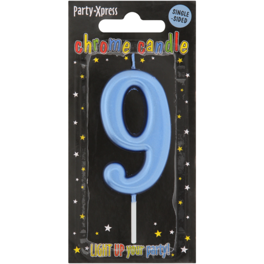 Party Xpress Metallic Blue Number 9 Birthday Candle