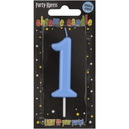 Party Xpress Metallic Blue Number 1 Birthday Candle