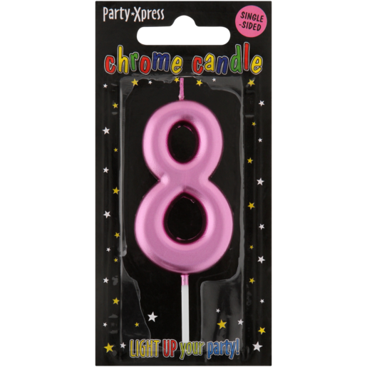 Party Xpress Metallic Pink Number 8 Birthday Candle