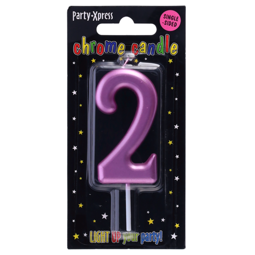 Party Xpress Metallic Pink Number 2 Birthday Candle