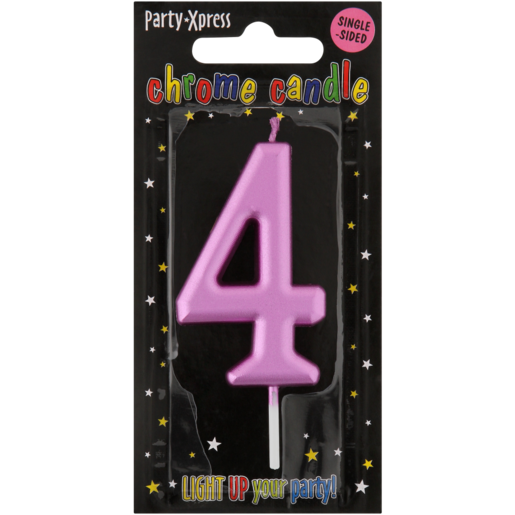 Party Xpress Metallic Pink Number 4 Birthday Candle