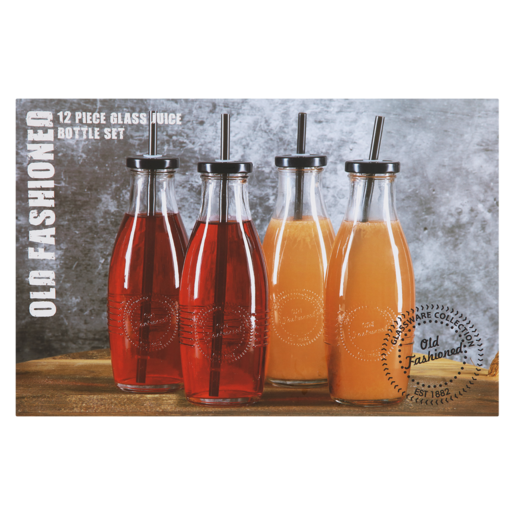 Old Fashioned Glass Bottle Set 12 Piece