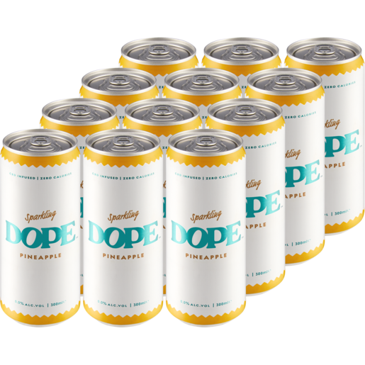 Dope Pineapple Flavoured CBD Infused Sparkling Water Cans 12 x 300ml