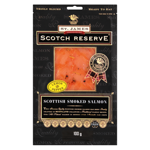 St. James Smokehouse Scotch Reserve Lemon Pepper Flavoured Scottish Smoked Salmon 130g