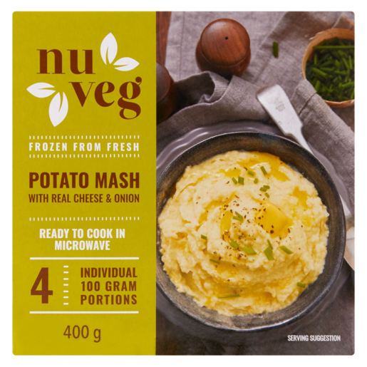 Nuveg Frozen Potato Mash With Real Cheese & Onion 400g