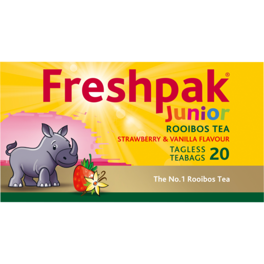 Freshpak Junior Strawberry & Vanilla Flavoured Rooibos Tagless Teabags 20 Pack