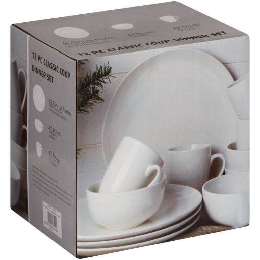 White Classic Coup Dinner Set 12 Piece