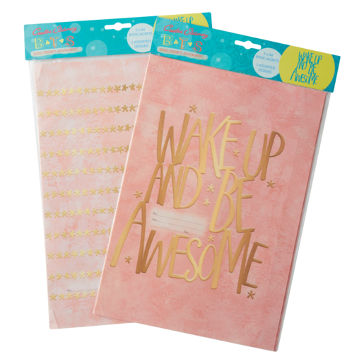 Creative Stationery Wake Up Be Awesome A4 Book Jackets 5 Pack (Assorted Item - Supplied At Random)