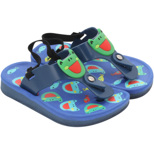 Infant Navy Frogs Backstrap T-Bar Sandals Size 1-4