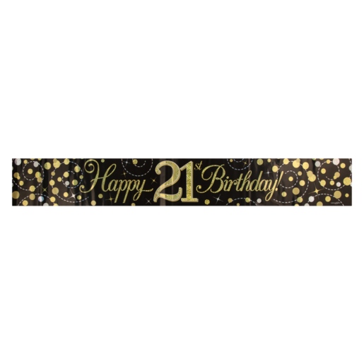 Oaktree UK Gold Sparkling Fizz Happy 21st Birthday Banner 2.7m