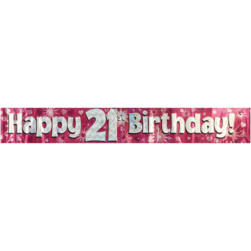 Oaktree UK Pink & Silver Sparkling Fizz Happy 21st Birthday Banner 2.7m