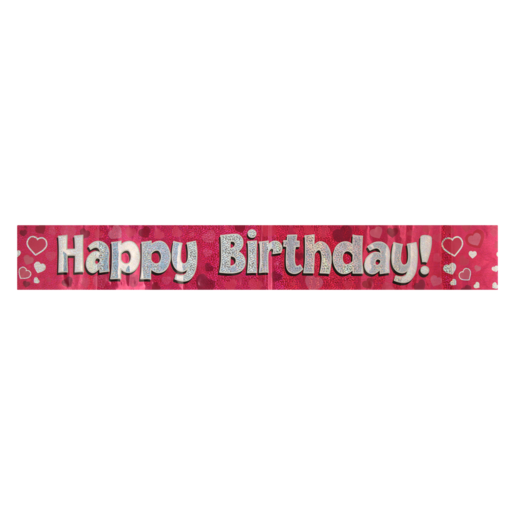 Oaktree UK Pink & Silver Sparkling Fizz Happy Birthday Banner 2.7m