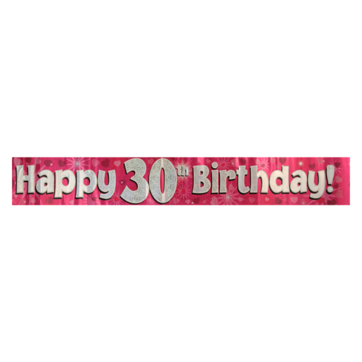 Oaktree UK Pink & Silver Sparkling Fizz Happy 30th Birthday Banner 2.7m ...