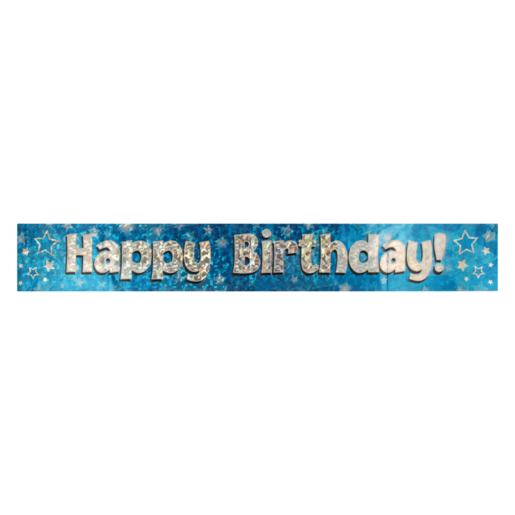 Oaktree UK Blue & Silver Sparkling Fizz Happy Birthday Banner 2.7m
