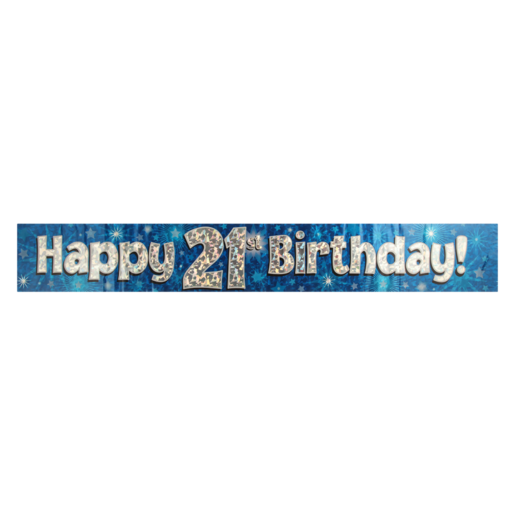 Oaktree UK Blue & Silver Sparkling Fizz Happy 21st Birthday Banner 2.7m