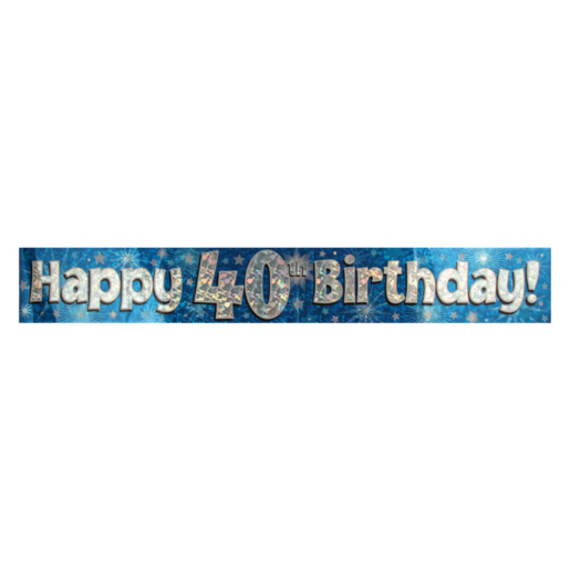 Oaktree UK Blue & Silver Sparkling Fizz Happy 40th Birthday Banner 2.7m