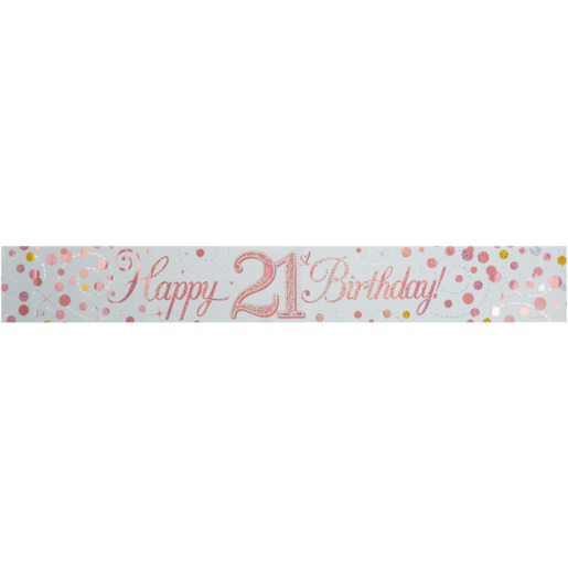 Oaktree UK Rose Gold Sparkling Fizz Happy 21st Birthday Banner