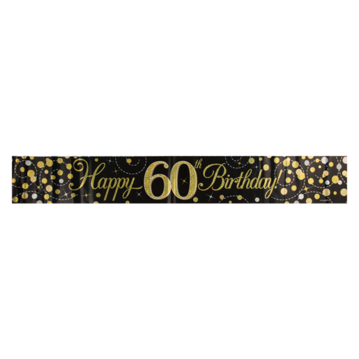 Oaktree UK Gold Sparkling Fizz Happy 60th Birthday Banner 2.7m