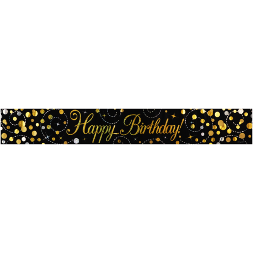 Oaktree UK Gold Sparkling Fizz Happy Birthday Banner 2.7m