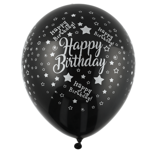 Happy Birthday Black & Silver Balloon
