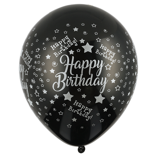 Balloon Black & Gold Print Happy Birthday