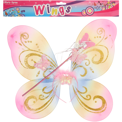 Party Xpress Rainbow Fairy Wing Set 3 Piece
