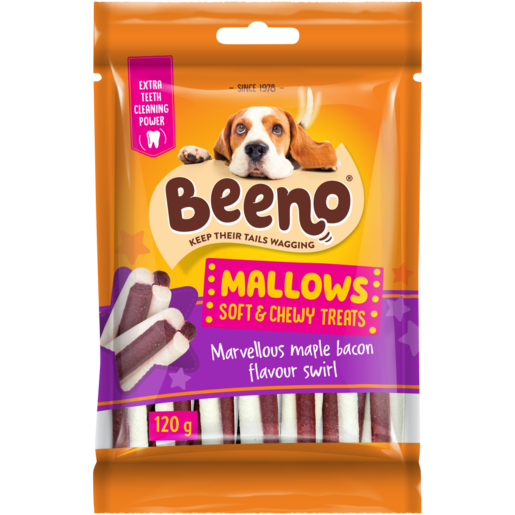 BEENO Mallows Maple Bacon Flavoured Swirl Dog Treats 120g