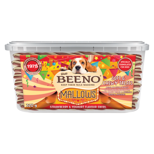 BEENO Strawberry & Yoghurt Flavoured Mallows Dog Treats 320g