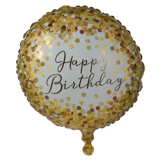 Oaktree Gold & White Confetti Happy Birthday Foil Balloon 45.7cm