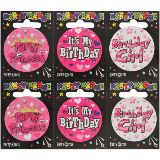 Party Xpress Birthday Girl Badge (Assorted Item - Supplied At Random)
