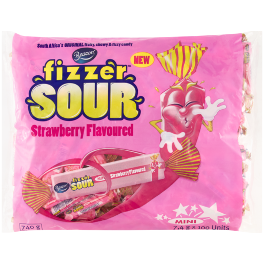 Fizzer Mini Sour Strawberry Flavoured Sweets 100 x 7.4g