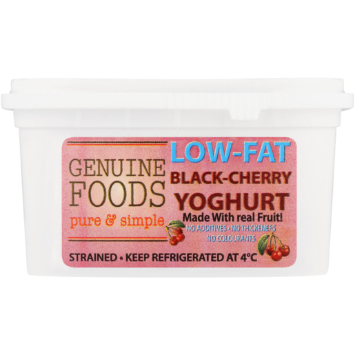 Genuine Foods Black Cherry Flavoured Low Fat Yoghurt 250g
