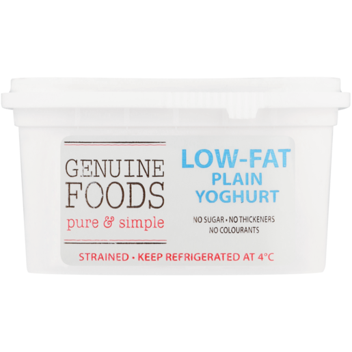 Genuine Foods Plain Flavoured Low Fat Yoghurt Tub 250g