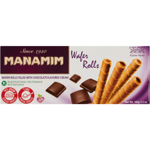 Manamim Chocolate Flavoured Cream Wafer Rolls 100g